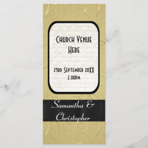 Black and gold church wedding program