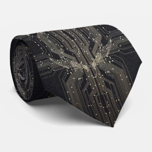 Black and Gold Circuit Board  Tie