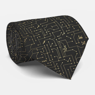 Black and Gold Circuit Board  Tie