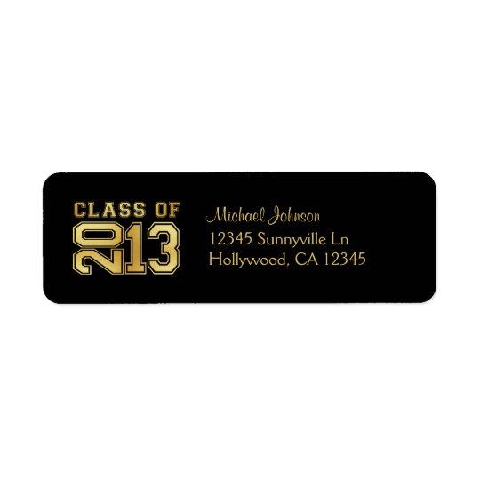 Black and Gold Class of 2013 Return Address Label