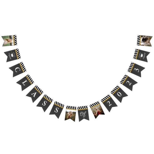 Black and Gold Class of 2023 Photo Graduation Bunting (All)