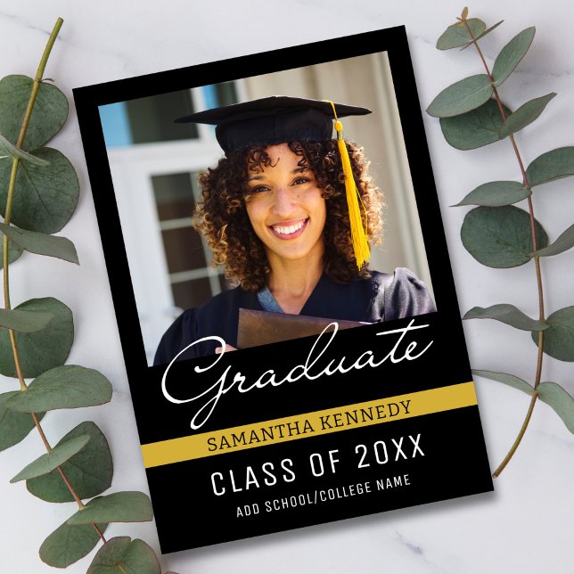  Black and Gold Class of 2025 Graduation Photo  Announcement (Black and Gold Class of 2025 Graduation Photo Announcement
)