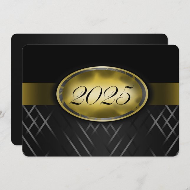 Black and Gold Class of 2025 Party Invitation (Front/Back)