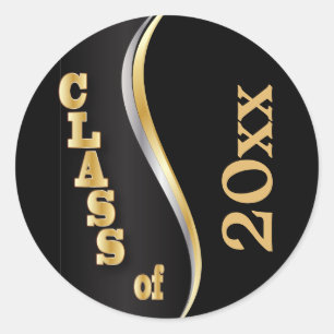 Black and Gold Class of 20XX Classic Round Sticker