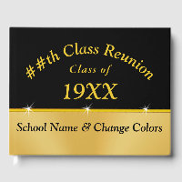 Black and Gold Class Reunion Guest Book Your Colou