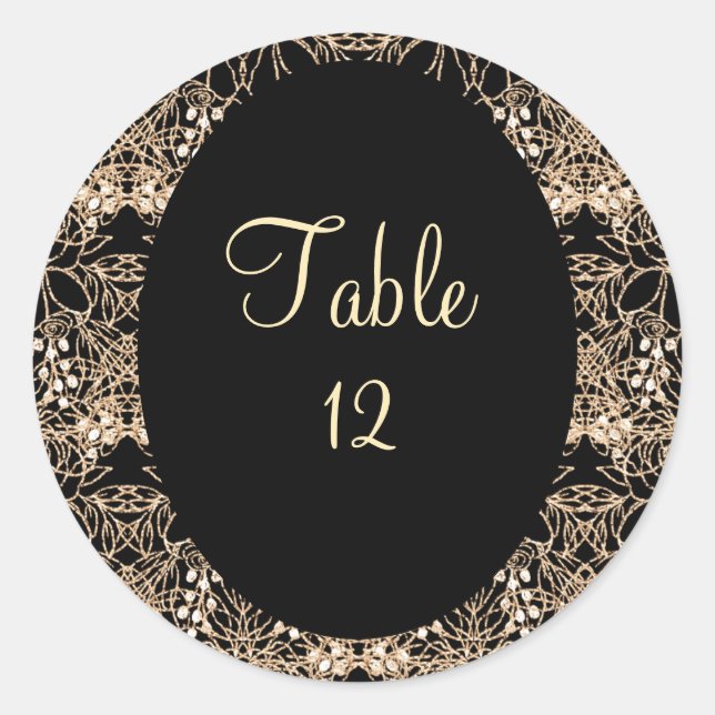 black and gold classic round sticker (Front)