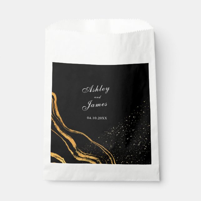 Black and Gold Classic Wedding Favour Bag (Front)