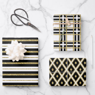 Black And Gold Classic Wrapping Paper Sheet