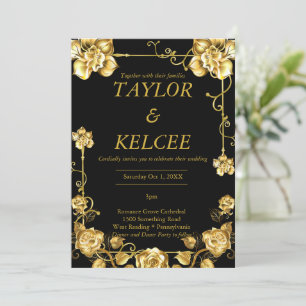 Black and Gold Classy CUSTOMIZABLE Wedding Invitation
