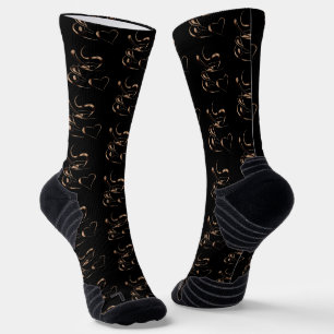 Black And Gold Coffee Love  Socks