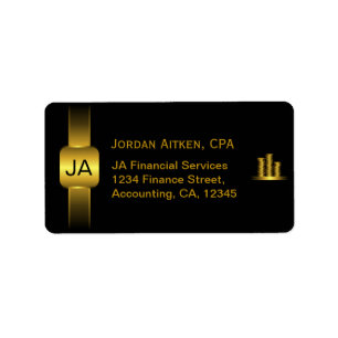 Black and Gold Coins CPA Accountant Address Labels