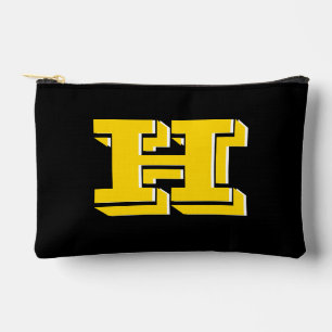 Black and Gold Collegiate Color Style Monogram Accessory Pouch