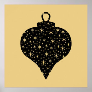 Black and Gold Colour Christmas Bauble Design. Poster