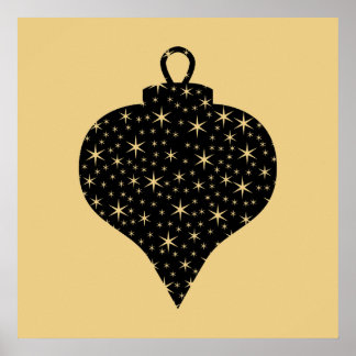 Black and Gold Colour Christmas Bauble Design. Poster
