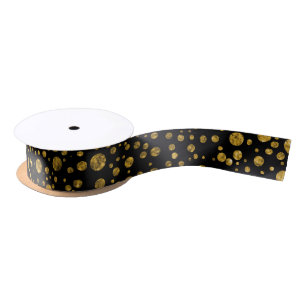 Black and Gold Confetti DYI Background Colour Satin Ribbon
