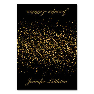 Black and Gold Confetti   Place Cards