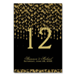 Black and Gold Confetti Table Card