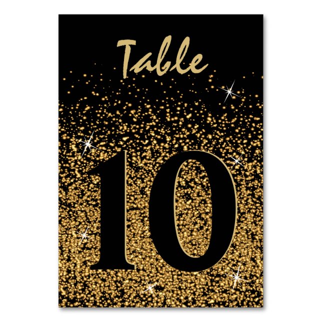 Black and Gold Confetti Table Number (Front)
