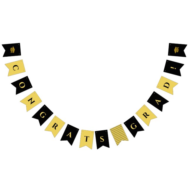 Black and Gold Congrats Graduate Graduation  Bunting (All)