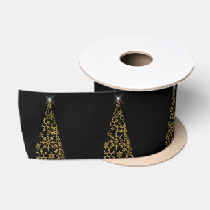 Black and Gold Contemporary Christmas Satin Ribbon