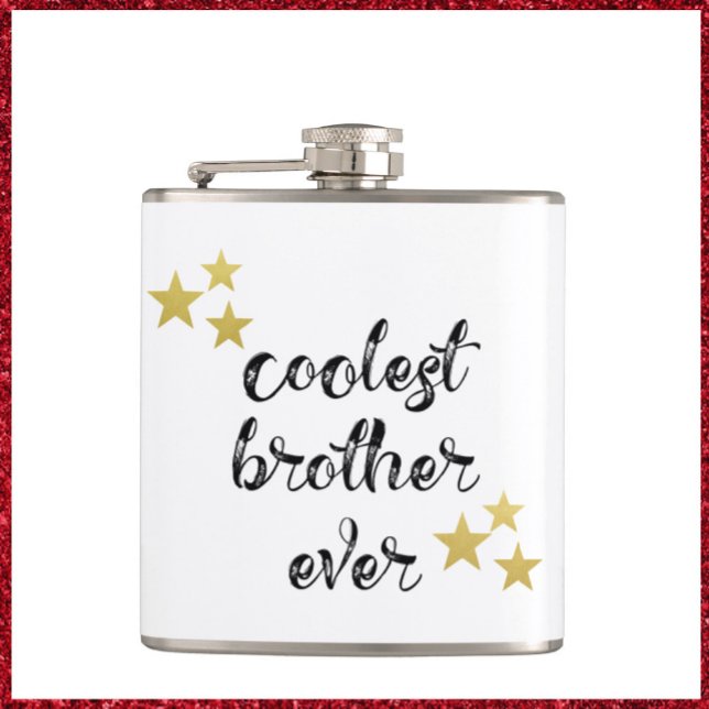 Black and Gold Coolest Brother Ever Flask (Creator Uploaded)