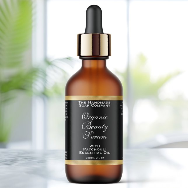Black and Gold Cosmetics Dropper Bottle Label (Creator Uploaded)