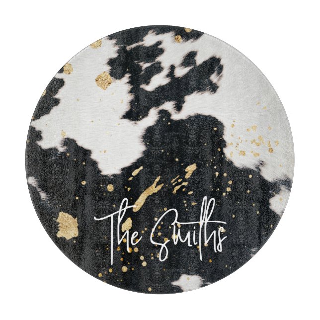 Black and Gold Cowhide Cutting Board (Front)