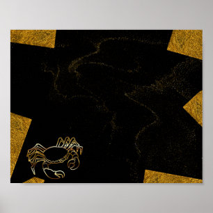 Black and Gold Crab Tropical Printable Art Poster