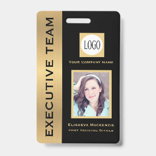 Black and Gold Creative Executive Employee ID Badg Badge