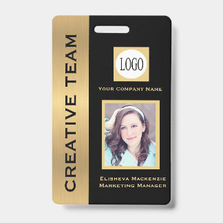 Black and Gold Creative Executive Employee ID Badg Badge