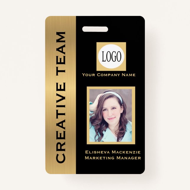 Black and Gold Creative Executive Employee ID ID Badge (Front)