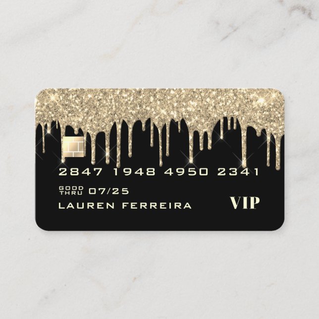 Black And Gold Credit Card Style Business Card (Front)