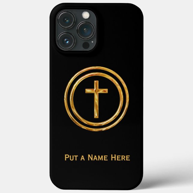 Black and Gold Cross Name Template Case-Mate iPhone Case (Back)