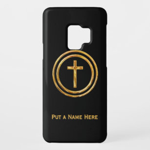 Black and Gold Cross Name Template Case-Mate Samsung Galaxy S9 Case