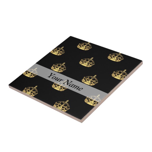 Black and gold crown pattern ceramic tile (Side)