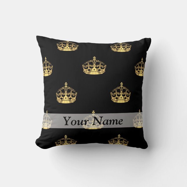 Black and gold crown pattern cushion (Front)