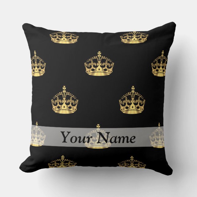 Black and gold crown pattern cushion (Front)