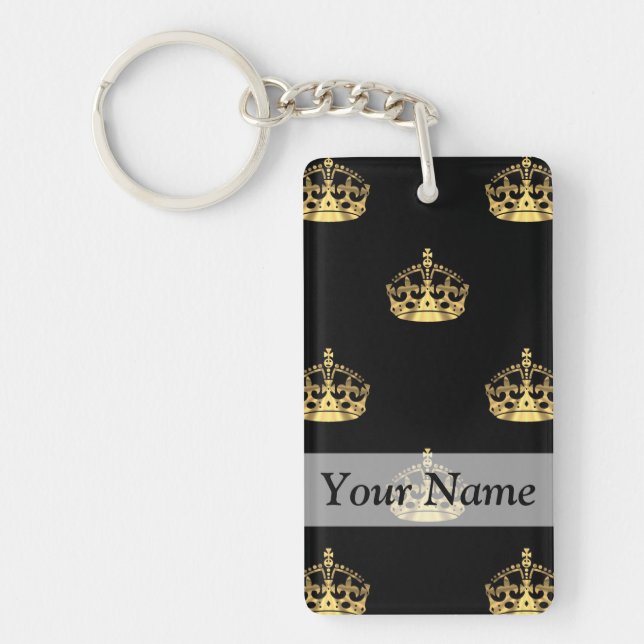 Black and gold crown pattern key ring (Front)