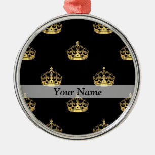 Black and gold crown pattern metal tree decoration