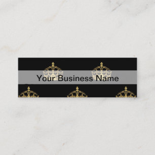 Black and gold crown pattern mini business card