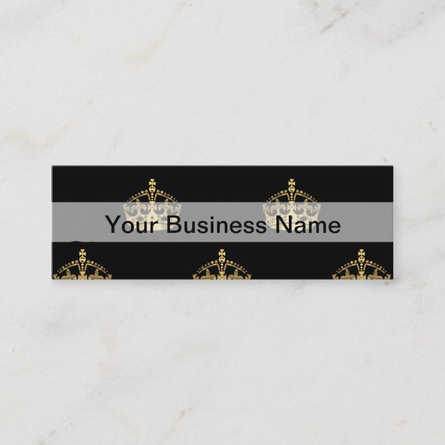 Black and gold crown pattern mini business card (Front)
