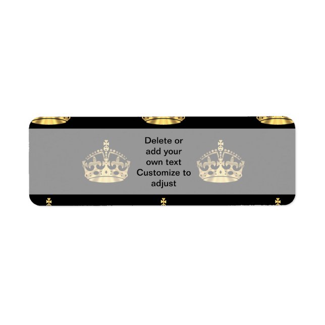 Black and gold crown pattern return address label (Front)