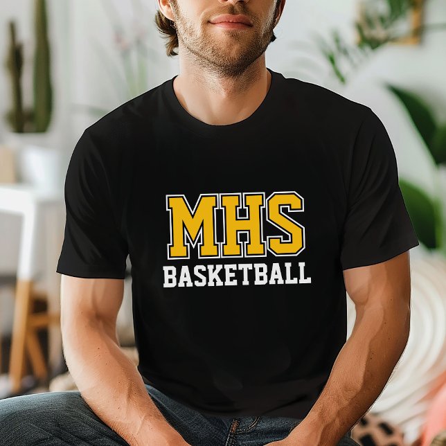 Black and Gold Custom Basketball Team Spirit T-Shirt (Creator Uploaded)