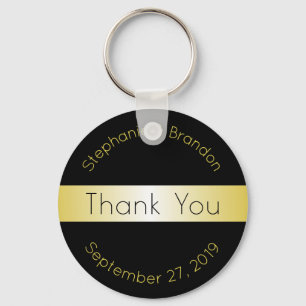 Black and Gold Custom Key Ring Wedding Favour