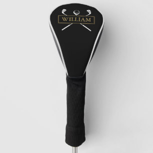 Black And Gold Custom Name Clubs And Ball Golf Head Cover