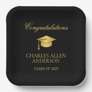 Black and Gold Custom Paper Plate
