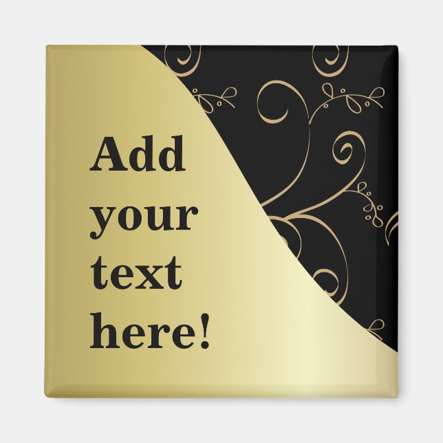 Black and Gold Customise It Magnet (Front)
