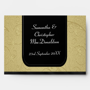 Black and gold damask envelopes