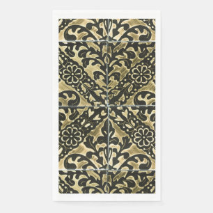 Black and Gold Damask Napkin
