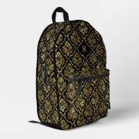 Black And Gold Damask Pattern Monogram